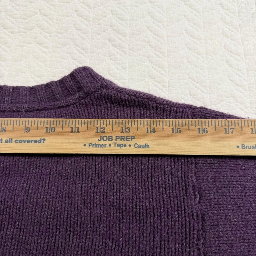 Melrose Chic Purple V Neck Fair Isle Knit Sweater Size M Lambs Wool Blend GUC‎